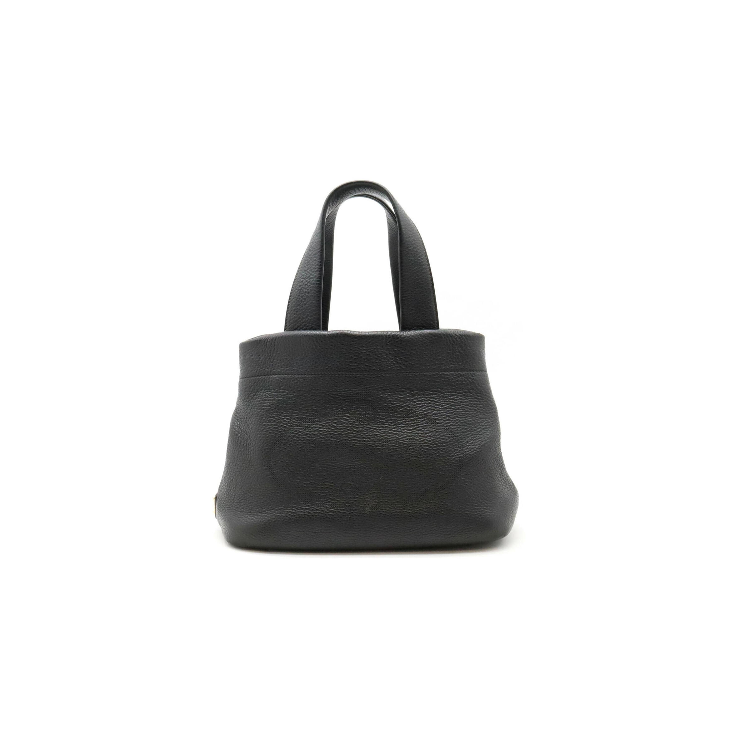 PRADA PERFORATED SMALL LEATHER TOTE BAG BLACK 1BC384 (32*24*14cm)